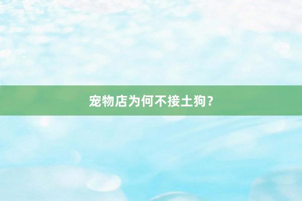 宠物店为何不接土狗?